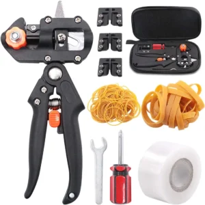 Garten Pfropfwerkzeug Set Gartenschere mit Pfropfband & Gummibändern-